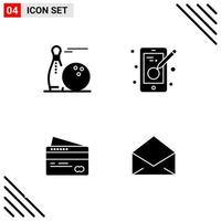 Pixle Perfect Set of 4 Solid Icons Glyph Icon Set for Webite Designing and Mobile Applications Interface Creative Black Icon vector background