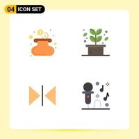 Pictogram Set of 4 Simple Flat Icons of cash mirror herb spa microphone Editable Vector Design Elements