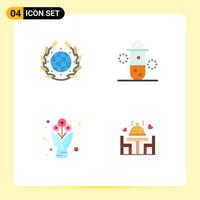 Group of 4 Flat Icons Signs and Symbols for earth bouquet world radioactivity present Editable Vector Design Elements