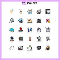 25 Universal Filled line Flat Colors Set for Web and Mobile Applications environment deforestation left damage employee Editable Vector Design Elements