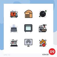 9 Universal Filledline Flat Colors Set for Web and Mobile Applications money box space bank typewriter Editable Vector Design Elements