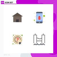 Universal Icon Symbols Group of 4 Modern Flat Icons of building ask house mobile question Editable Vector Design Elements