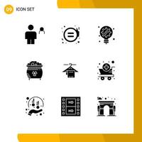 9 Solid Glyph concept for Websites Mobile and Apps st gold justice coin light bulb Editable Vector Design Elements