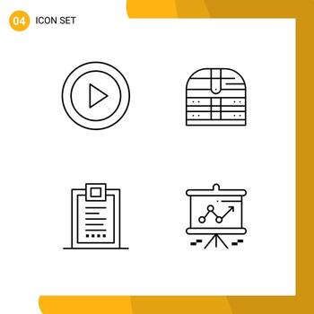 conjunto moderno de 4 colores planos y símbolos de línea de llenado, como codificación abstracta ui entrega de dinero elementos de diseño vectorial editables vector