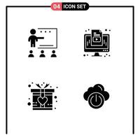 Set of 4 Modern UI Icons Symbols Signs for class gift school marketing present Editable Vector Design Elements