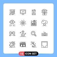 16 iconos creativos signos y símbolos modernos de sombrero moneda imac trébol barril de aceite elementos de diseño vectorial editables vector