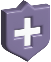 3d illustration of health shield png