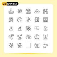 Universal Icon Symbols Group of 25 Modern Lines of cleaner vehicle diet transportation bike Editable Vector Design Elements