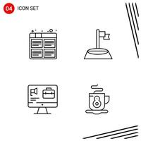 Collection of 4 Vector Icons in Line style Pixle Perfect Outline Symbols for Web and Mobile Line Icon Signs on White Background 4 Icons Creative Black Icon vector background