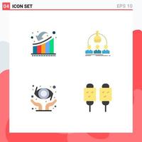 Group of 4 Modern Flat Icons Set for businessman scientist growth lab eye health Editable Vector Design Elements