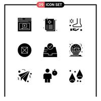 Set of 9 Commercial Solid Glyphs pack for check beliefs file ancient spa Editable Vector Design Elements