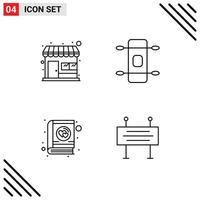 4 Creative Icons Modern Signs and Symbols of market romantic store sport construction banner Editable Vector Design Elements