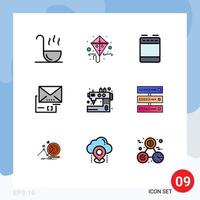 paquete de iconos de vector de stock de 9 signos y símbolos de línea para elementos de diseño de vector editables de documento de correo de gas artesanal de costura