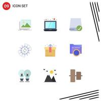 Stock Vector Icon Pack of 9 Line Signs and Symbols for work production computers process gadget Editable Vector Design Elements