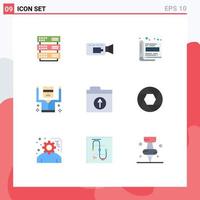 9 Thematic Vector Flat Colors and Editable Symbols of upload files magazine security criminal Editable Vector Design Elements