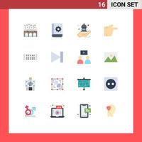 16 Creative Icons Modern Signs and Symbols of strip lamp mosque right finger Editable Pack of Creative Vector Design Elements