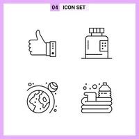 4 Icons in Line Style Outline Symbols on White Background Creative Vector Signs for Web mobile and Print Creative Black Icon vector background