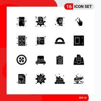 Group of 16 Modern Solid Glyphs Set for football pinch ecology interface contract Editable Vector Design Elements