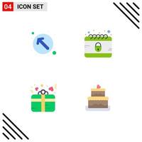 Group of 4 Modern Flat Icons Set for arrow love up left cyber heart Editable Vector Design Elements