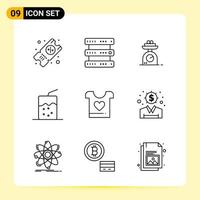 9 Creative Icons for Modern website design and responsive mobile apps 9 Outline Symbols Signs on White Background 9 Icon Pack Creative Black Icon vector background