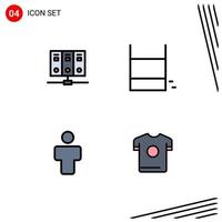 Modern Set of 4 Filledline Flat Colors and symbols such as computer male database ring profile Editable Vector Design Elements