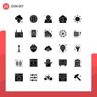 User Interface Pack of 25 Basic Solid Glyphs of advertising purse wreath fashion world Editable Vector Design Elements