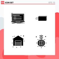 Collection of 4 Vector Icons in solid style Modern Glyph Symbols for Web and Mobile Solid Icon Sign Isolated on White Background 4 Icons Creative Black Icon vector background