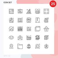 Mobile Interface Line Set of 25 Pictograms of electro report building test martyrs Editable Vector Design Elements