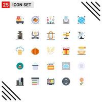 Universal Icon Symbols Group of 25 Modern Flat Colors of world interface life envelope communication Editable Vector Design Elements