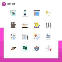 Set of 16 Modern UI Icons Symbols Signs for castle nectar interface honey dipper dipper Editable Pack of Creative Vector Design Elements