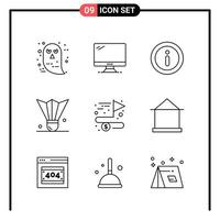 Set of 9 Line Style Icons for web and mobile Outline Symbols for print Line Icon Signs Isolated on White Background 9 Icon Set Creative Black Icon vector background