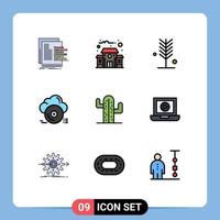 Universal Icon Symbols Group of 9 Modern Filledline Flat Colors of store archive eco disc tree Editable Vector Design Elements