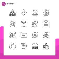 Modern Set of 16 Outlines Pictograph of plumbing mechanical beach hose note Editable Vector Design Elements