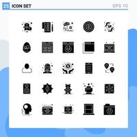 Set of 25 Commercial Solid Glyphs pack for feminism web umbrella user interface Editable Vector Design Elements