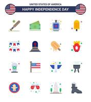 Happy Independence Day 16 Flats Icon Pack for Web and Print american food usa cream hip Editable USA Day Vector Design Elements