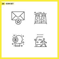 4 User Interface Line Pack of modern Signs and Symbols of mail investor cinnamon broker and Editable Vector Design Elements