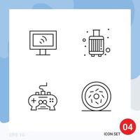 Stock Vector Icon Pack of 4 Line Signs and Symbols for computer pad baggage suitcase xbox Editable Vector Design Elements