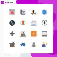 Universal Icon Symbols Group of 16 Modern Flat Colors of leaf support living help communication Editable Pack of Creative Vector Design Elements