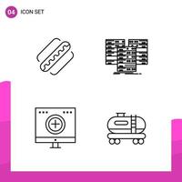 Outline Icon set Pack of 4 Line Icons isolated on White Background for responsive Website Design Print and Mobile Applications Creative Black Icon vector background