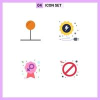 Mobile Interface Flat Icon Set of 4 Pictograms of coordinate woman electricity badge pill Editable Vector Design Elements