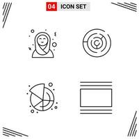 4 Icons Line Style Grid Based Creative Outline Symbols for Website Design Simple Line Icon Signs Isolated on White Background 4 Icon Set Creative Black Icon vector background