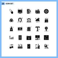 Pictogram Set of 25 Simple Solid Glyphs of communication payment digital card atm Editable Vector Design Elements