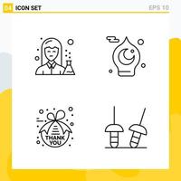 Collection of 4 Universal Line Icons Icon Set for Web and Mobile Creative Black Icon vector background