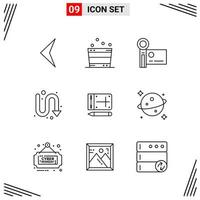 9 Icons Line Style Grid Based Creative Outline Symbols for Website Design Simple Line Icon Signs Isolated on White Background 9 Icon Set Creative Black Icon vector background