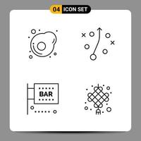 4 Black Icon Pack Outline Symbols Signs for Responsive designs on white background 4 Icons Set Creative Black Icon vector background