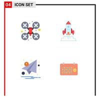 Group of 4 Modern Flat Icons Set for cam email drone robot startup marketing Editable Vector Design Elements