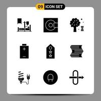 9 Black Icon Pack Glyph Symbols Signs for Responsive designs on white background 9 Icons Set Creative Black Icon vector background