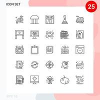 Mobile Interface Line Set of 25 Pictograms of van bus checkpoint gearbox car Editable Vector Design Elements