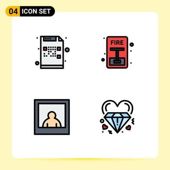 Pack of 4 Modern Filledline Flat Colors Signs and Symbols for Web Print Media such as code woman mail evacuate heart Editable Vector Design Elements