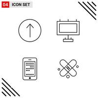 Pixle Perfect Set of 4 Line Icons Outline Icon Set for Webite Designing and Mobile Applications Interface Creative Black Icon vector background